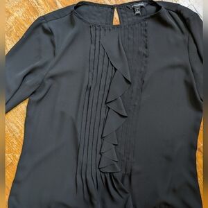 Elegant Black Blouse with Pleated Design